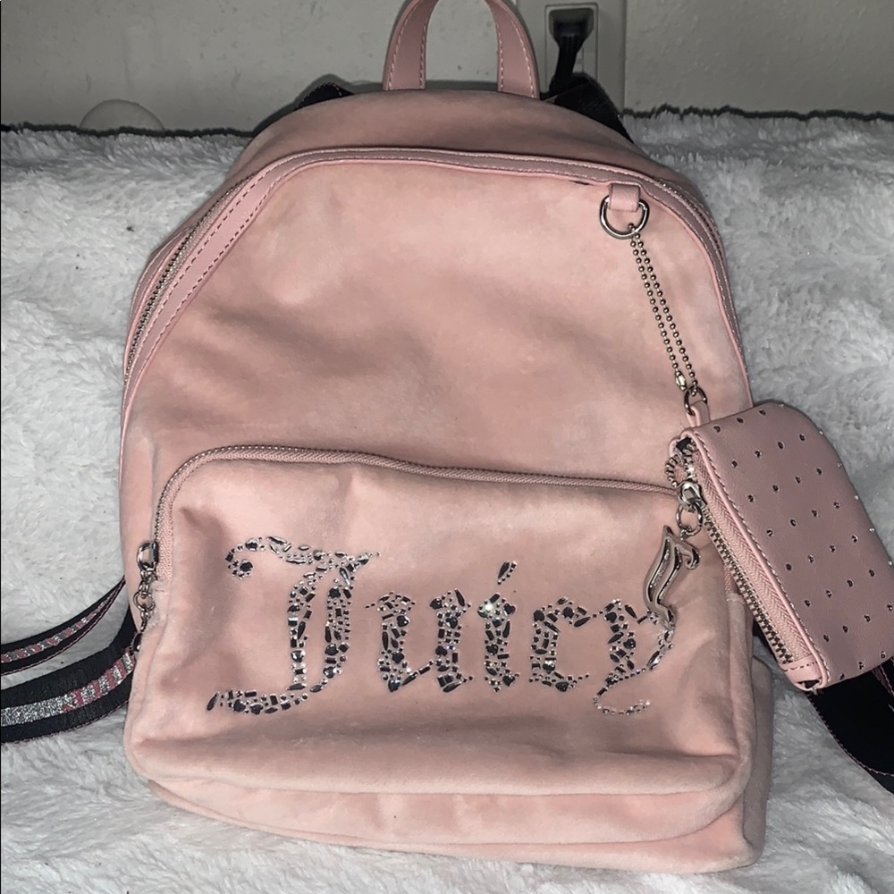 Juicy Couture Pink Backpack with Silver Studs and Soft Leather